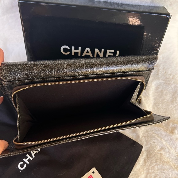 🔥RARE CHANEL METALIC CRACKLED CHAIN CLUTCH,CROSSBODY BAG - Picture 8 of 15